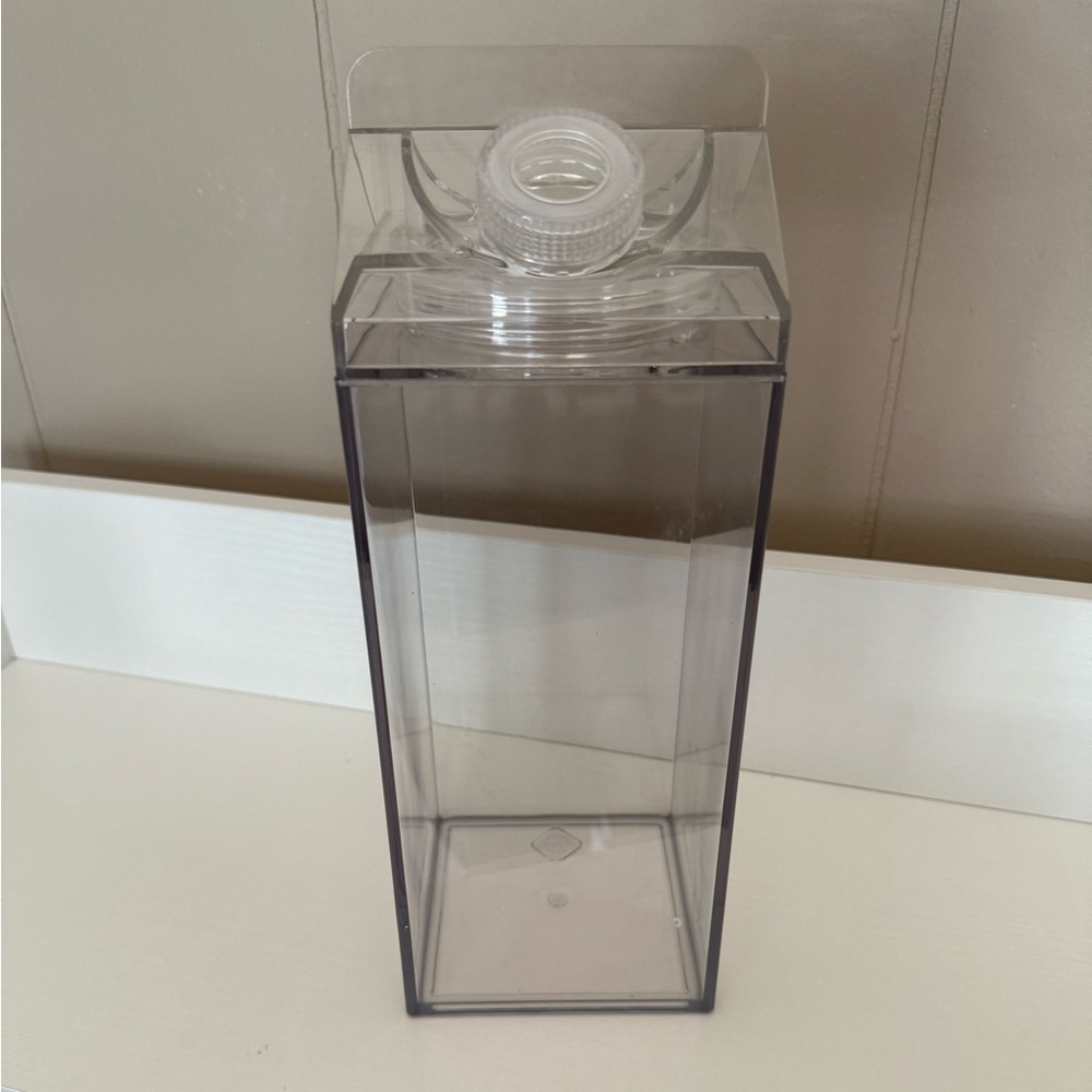 🧊 Clear Square Water Bottle – Carton Style